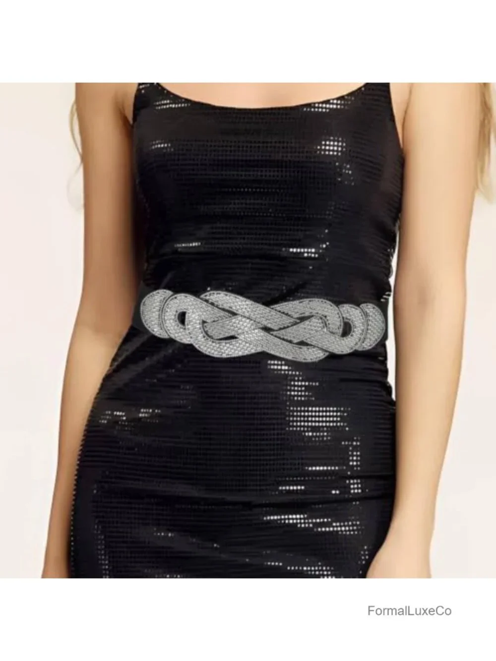 Wide Stretch Rhinestone Sequin Disco Belt for Dressy Outfits